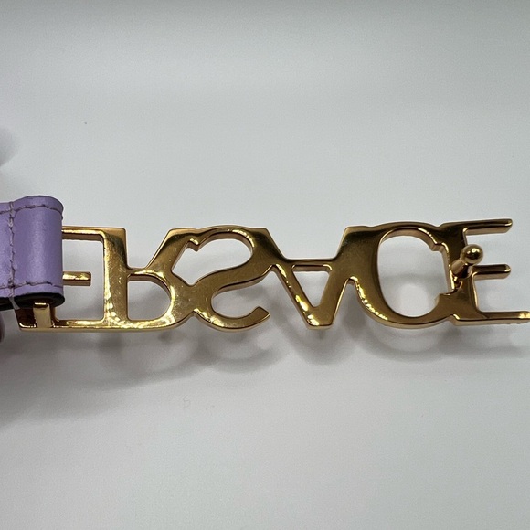 NEW VERSACE Logo Crystal Purple Leather Belt 80/32 Medium M main image 6
